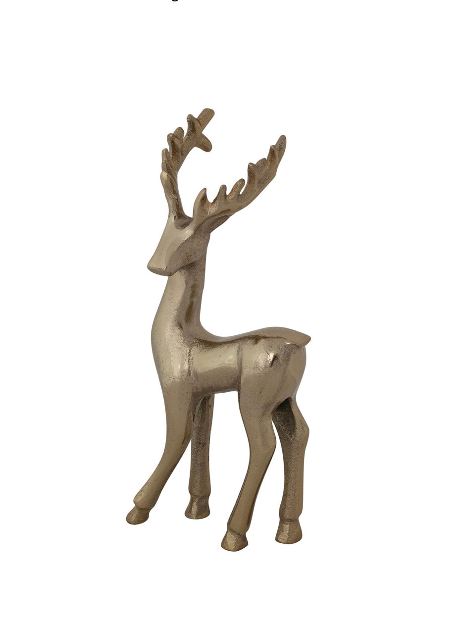 Cast Aluminum Deer, Gold Finish