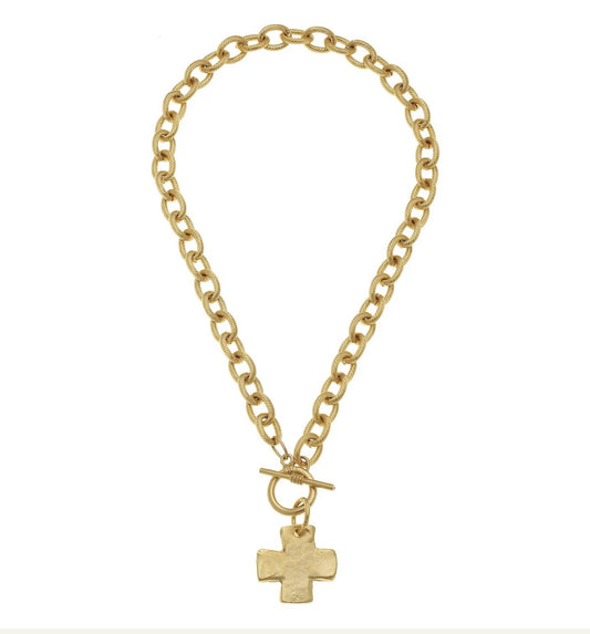 Susan Shaw Gold Toggle Cross Necklace