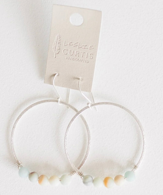 Leslie Curtis Jodi- Amazonite Beaded Silver Hoops