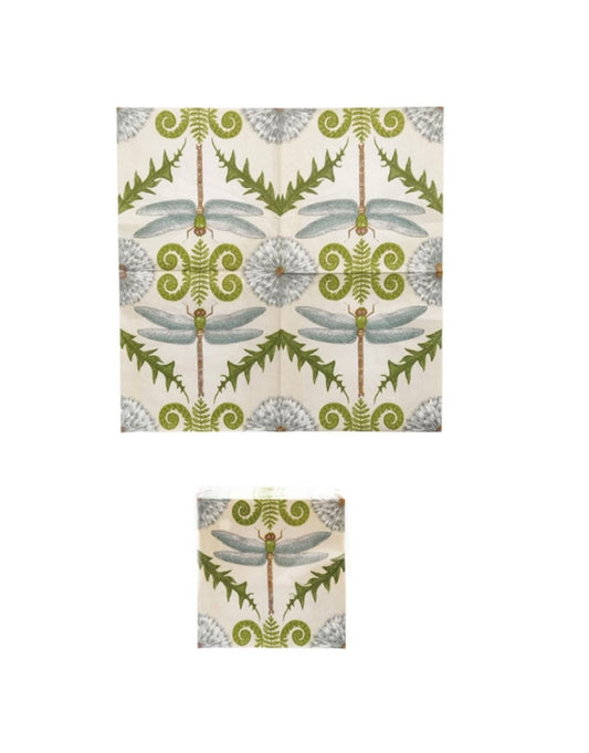 Dragonfly Paper Cocktail Napkins with Animals & Botanicals