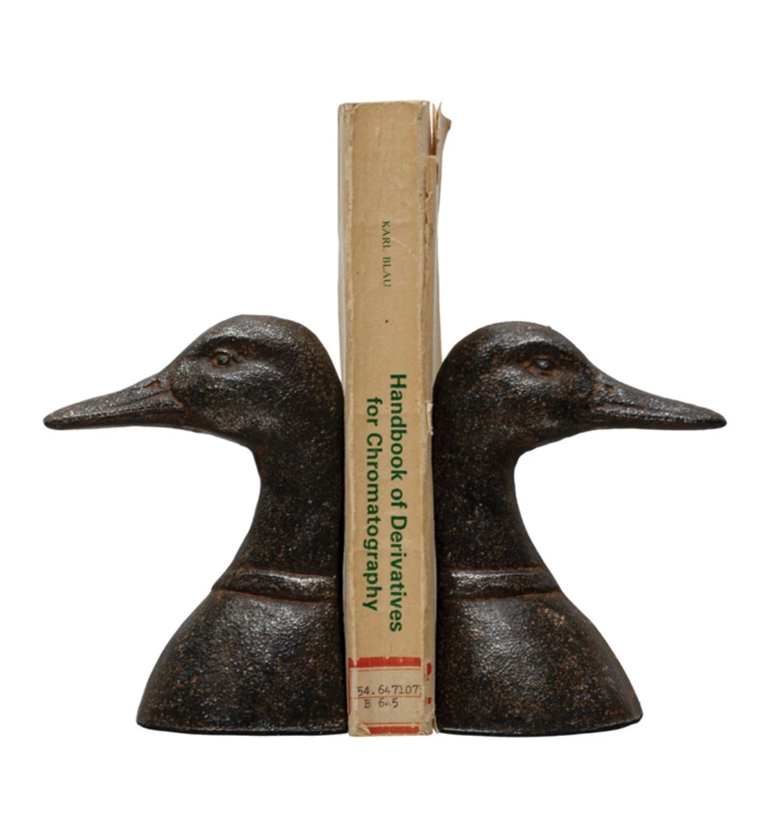 Cast Iron Duck Head Bookends, Distressed Black, Set of 2