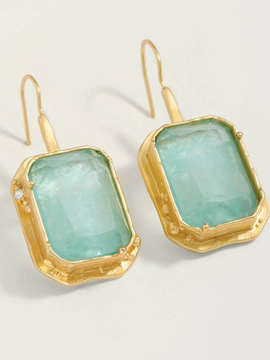 Spartina Marion Rectangle Earrings Sea Foam