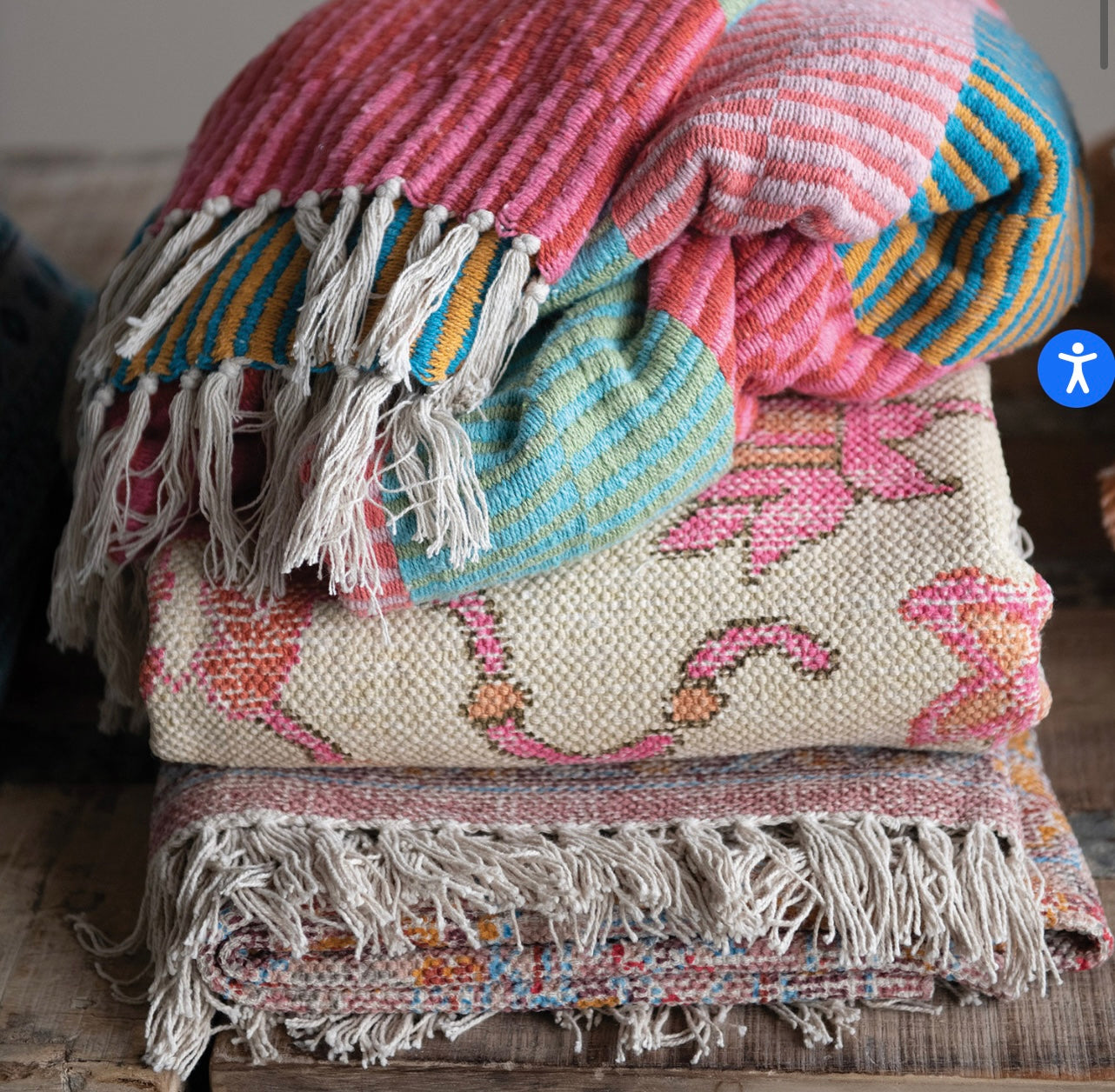 FUN Multi-Colored Recycled Throw Blanket