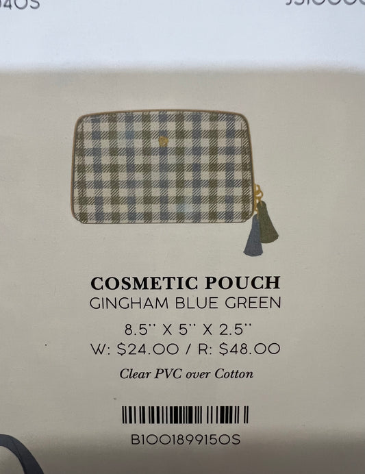 Spartina Cosmetic Pouch Gingham Blue Green