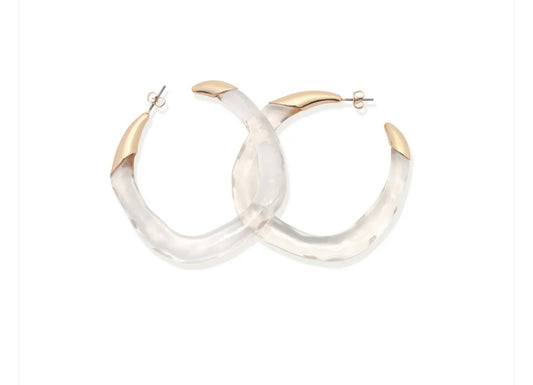 Leslie Curtis Maya Clear Resin Hoop with Gold Detailing