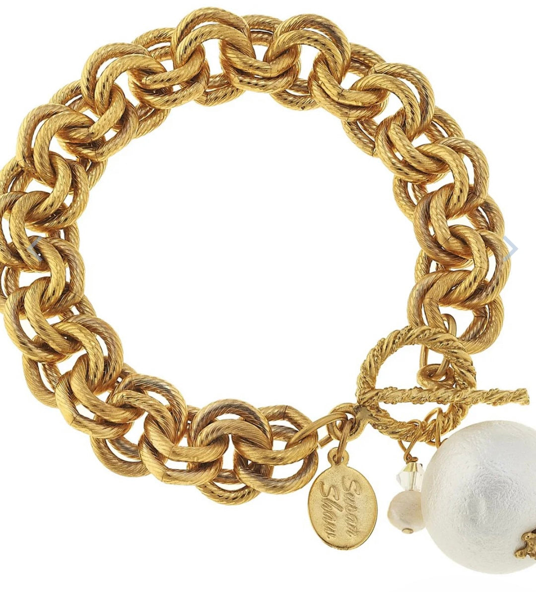 Susan Shaw Double Link Cotton Pearl Bracelet