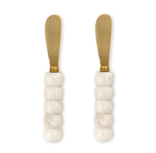 White Beaded Spreaders Set of 2