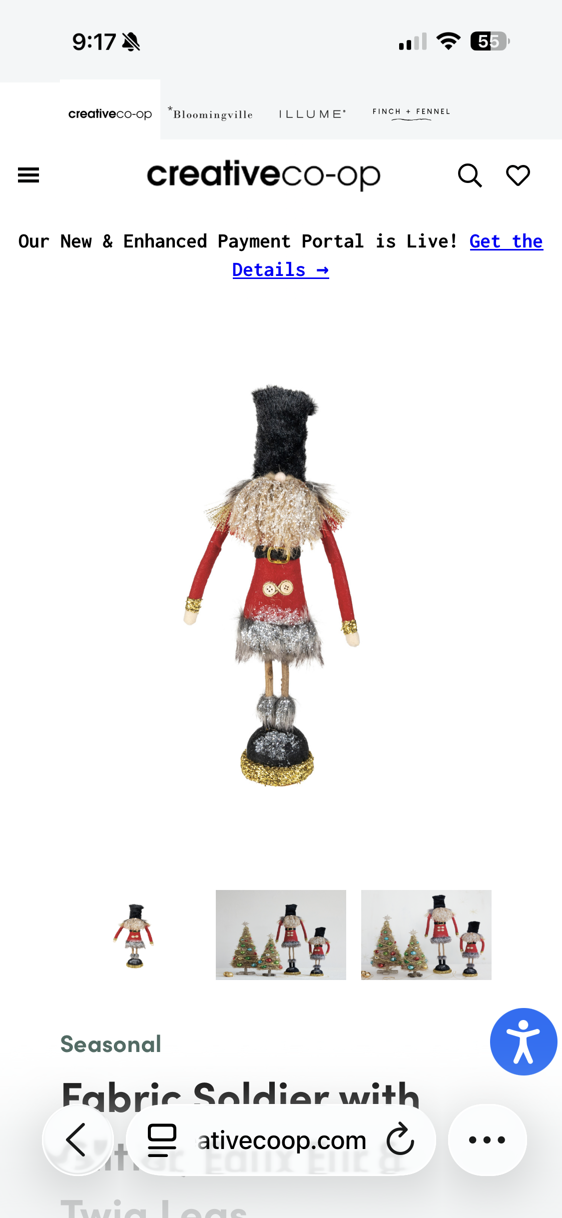 Fabric Soldier with Glitter, Faux Fur & Twig Legs