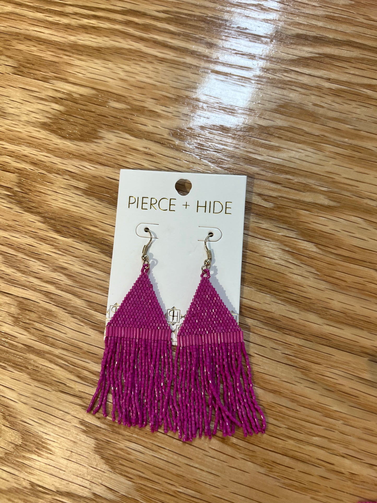 Hot Pink Beaded fringe earrings