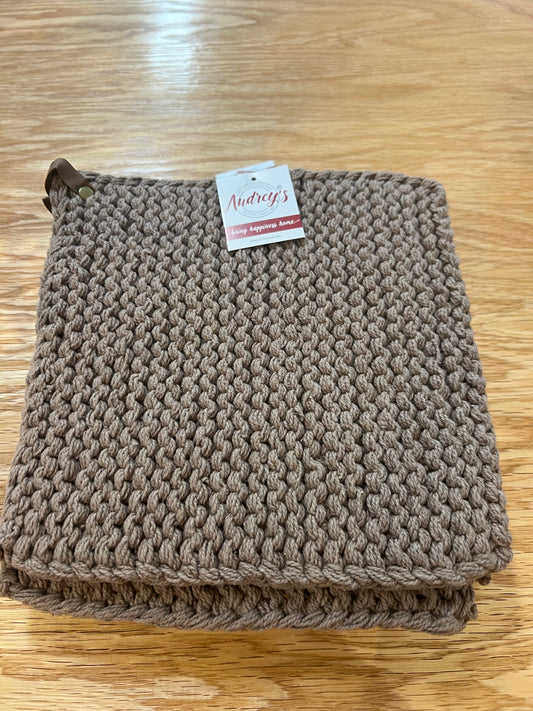 Knitted Pot Holder- Chocolate