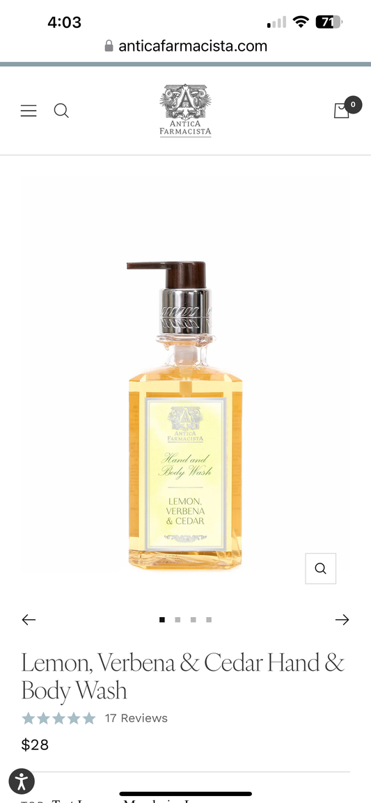 Antica Farmacista Lemon Verbena Hand and Body Wash