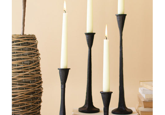 Set of 4 cast iron Taper candle holders