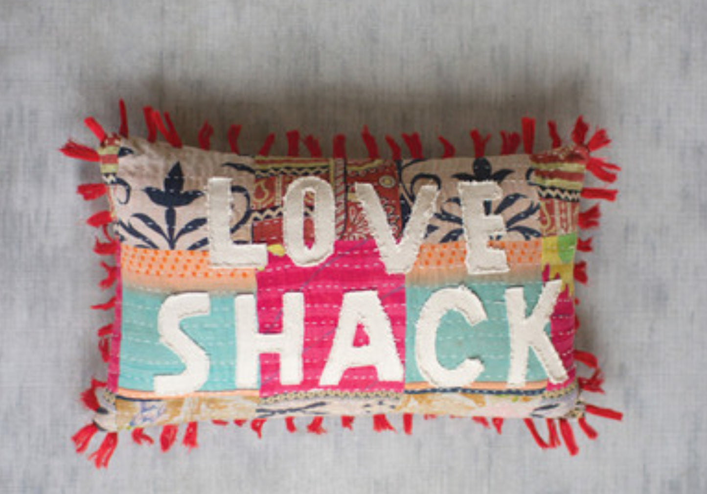 Love Shack Kantha Pillow