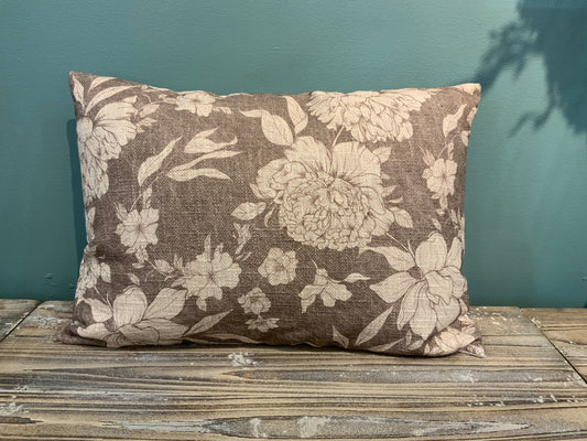 Lumbar pillow sepia floral patterns