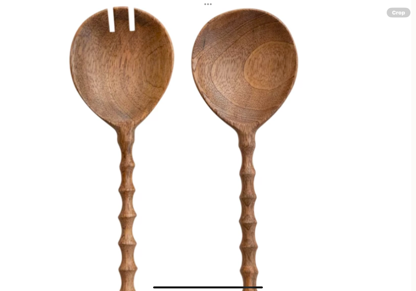 Mango Wood Salad Servers with Carved Handles, Natural, Set of 2