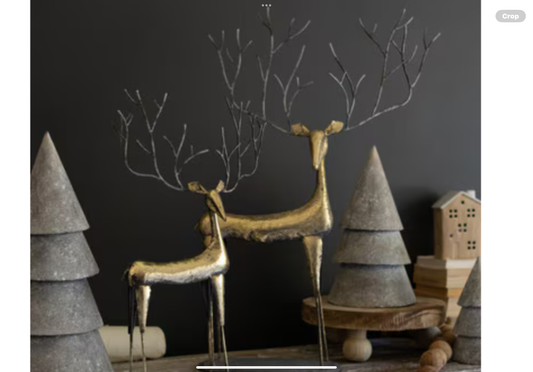 Set of 2 Antique Gold Metal Deer