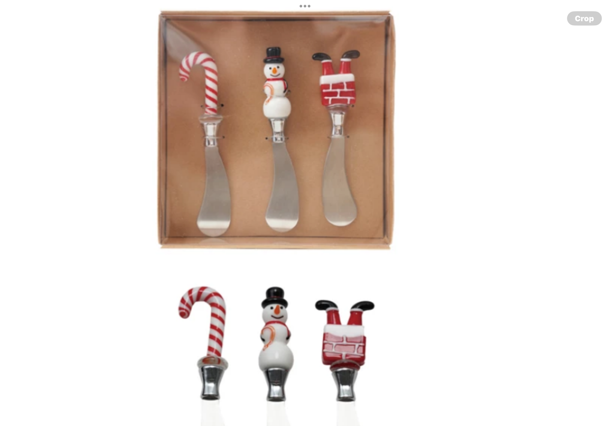 Canape Knives with Glass Holiday Icon Handle, Boxed Set of 3