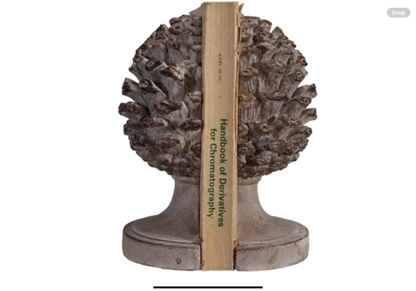 Resin Pinecone Shaped Finial Bookends, Distressed Finish, Set of 2