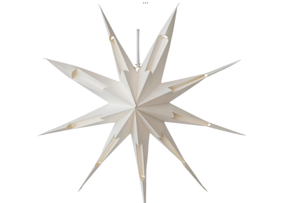 Handmade Folding 9-Point Star Ornament with LED Lights in Kraft Box