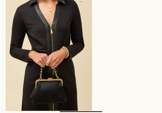 Spartina Cali Clutch Calf Hair Black