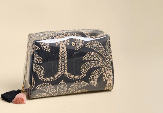 Spartina Large Cosmetic Pouch Bridge Street Palms Black
