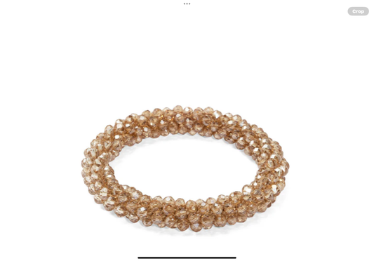 Zenzii Woven Crystal Stretch Bracelet Champagne