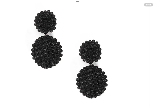 Zenzii Woven Crystal Ball Drop Earring Black