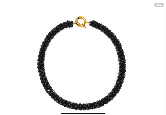 Zenzii Woven Crystal Short Necklace Black