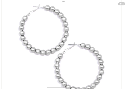 Zenzii Matte Metal Beaded Hoop Earring Silver