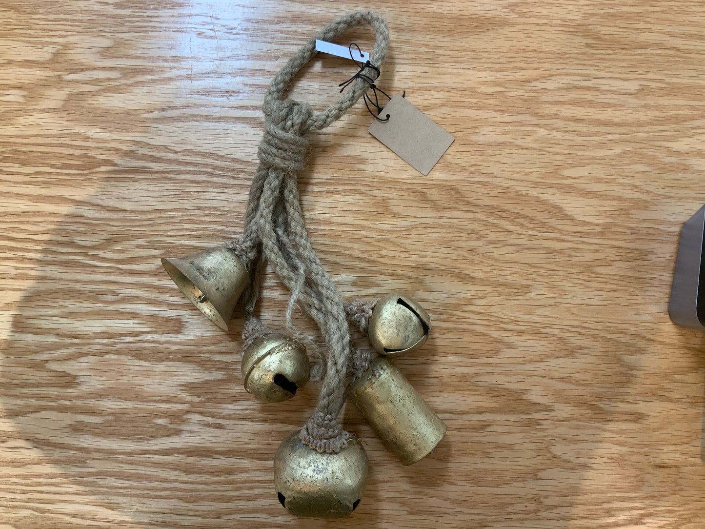 Small Metal Bells on Jute Hanger