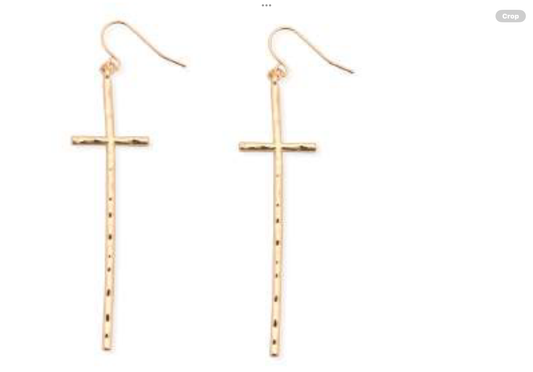 Leslie Curtis Ada Hammered Gold Cross Earrings