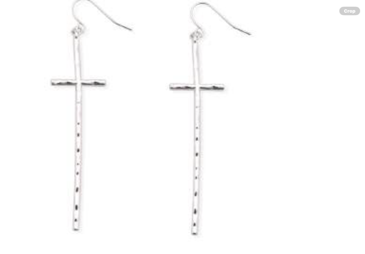 Leslie Curtis Ada Hammered Silver Cross Earrings