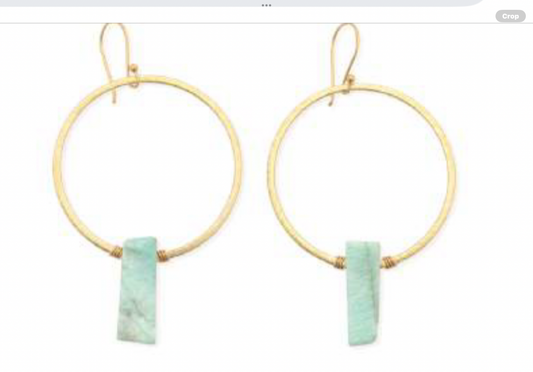 Leslie Curtis Alexandria Amazonite Slab Earring Gold Hoop