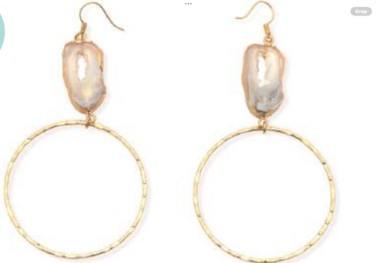 Leslie Curtis Alys Taupe Stone on Gold Hoop