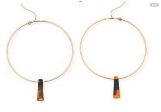 Leslie Curtis Graham Thin Gold Hoop with Tortoise Slab Earrings