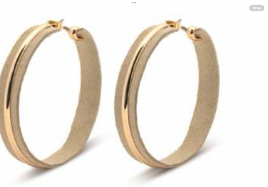 Leslie Curtis Rhett Taupe Suede Hoop with Gold Earrings