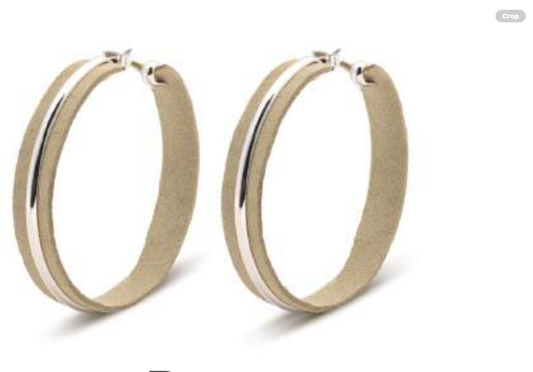 Leslie Curtis Rhett Taupe Suede Hoop with Silver  Earrings