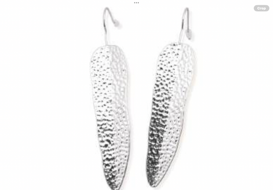 Leslie Curtis Steffany Silver Hammered Leaf Earrings