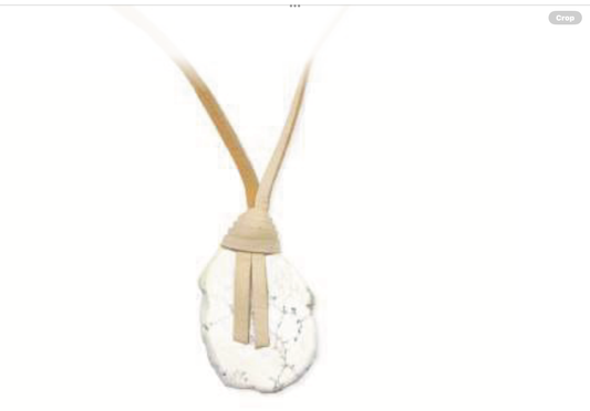 Leslie Curtis Sedona Leather Necklace with White Slab Hoplite Stone