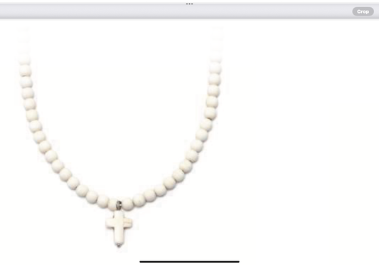 Leslie Curtis Collins Creamy Beaded Cross Necklace