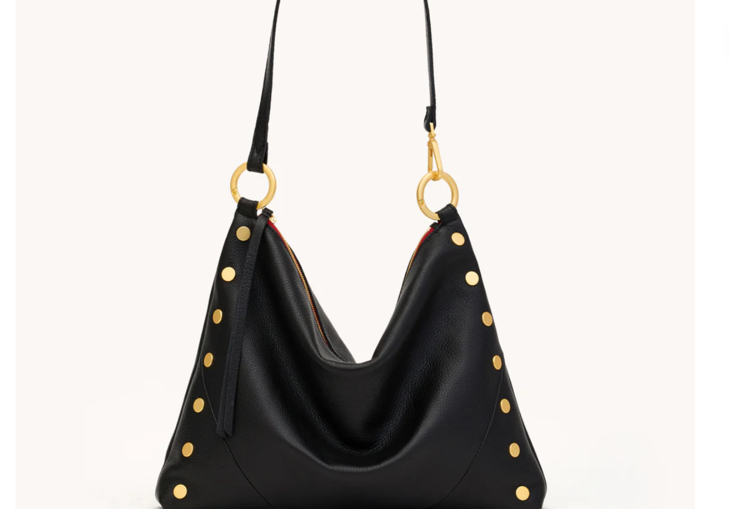 Hammitt Kyle Lrg Black/Brushed Gold Red Zip