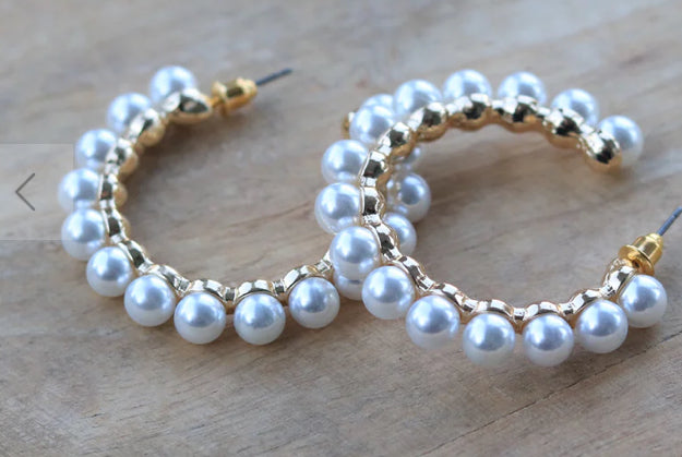 Pearl Hoop Earrings Southern Style