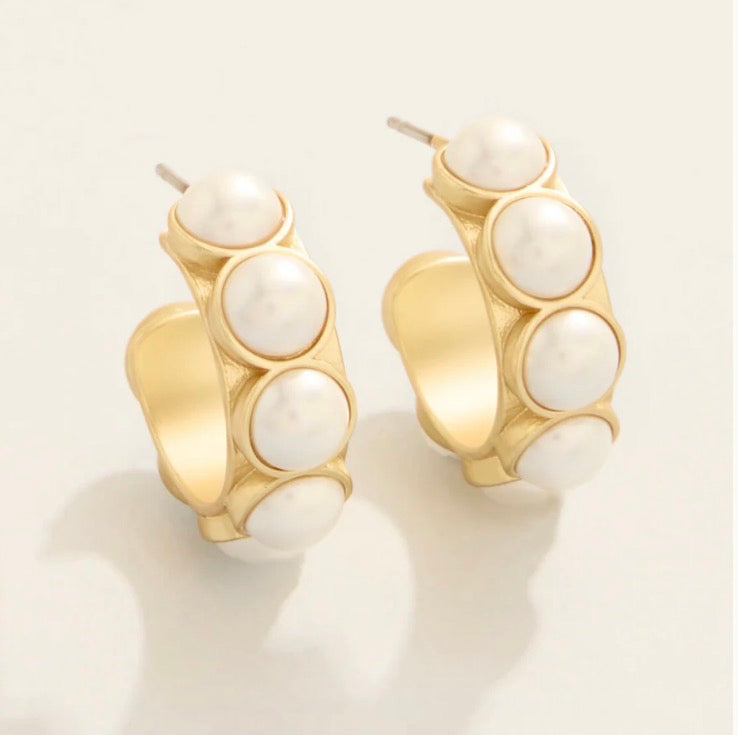 Spartina Anna Petite Hoop Earrings Pearl
