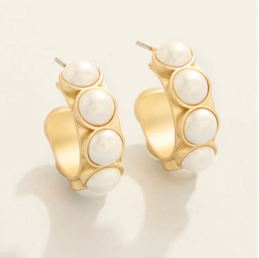 Spartina Anna Petite Hoop Earrings Pearl