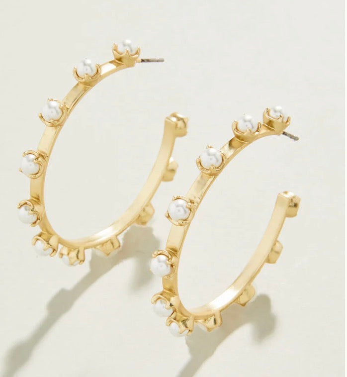 Spartina Stand Out Hoop Earrings Pearl