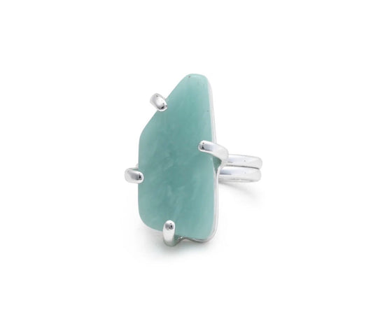 Leslie Curtis Brandy Silver Adjustable Ring with Blue Stone