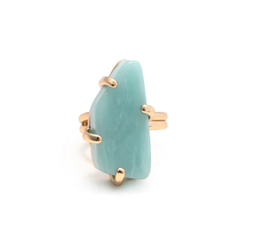 Leslie Curtis Brandy Gold Adjustable Ring with Blue Stone