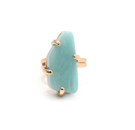 Leslie Curtis Brandy Gold Adjustable Ring with Blue Stone