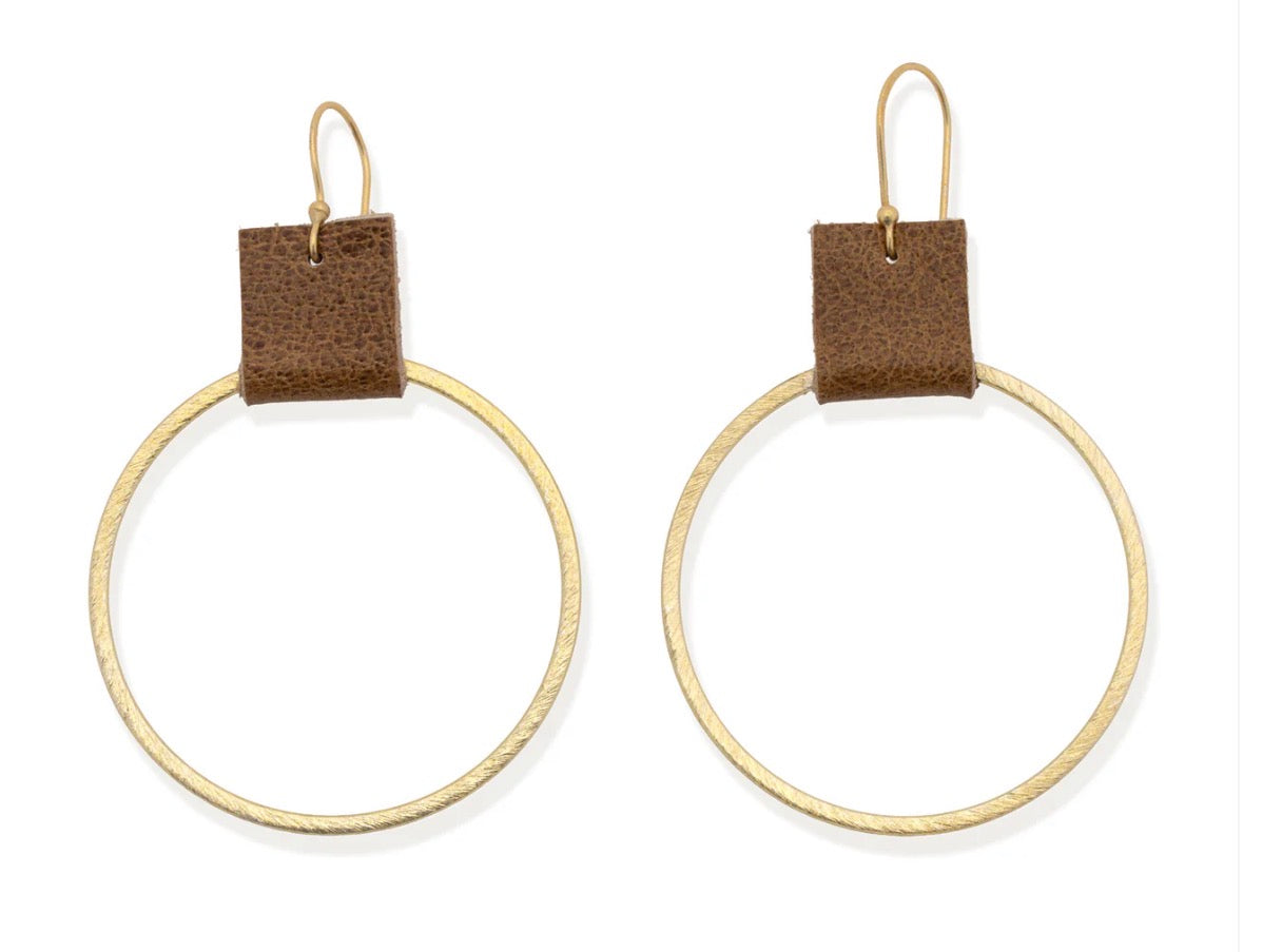Leslie Curtis Laura Gold Hoop with Leather Accent