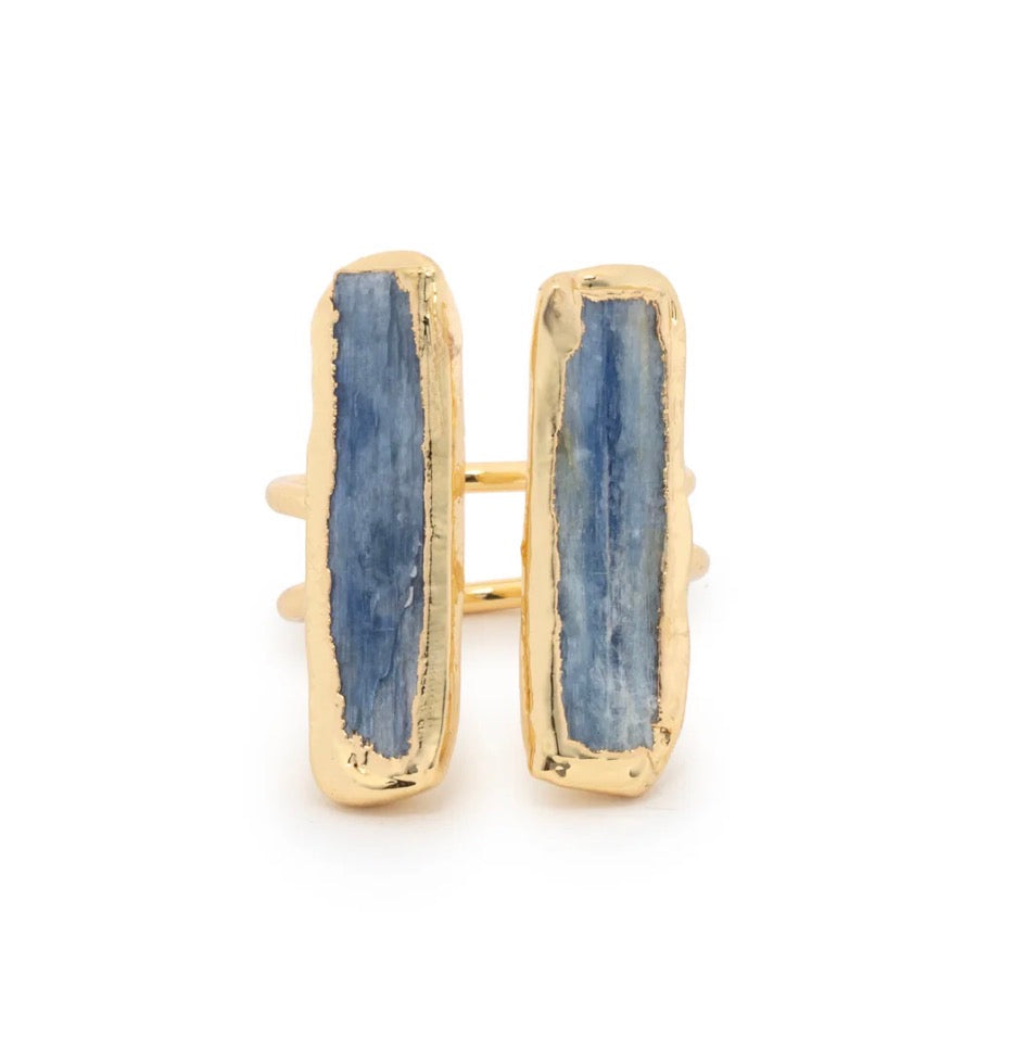 Leslie Curtis Skye Ring- Blue Stones on Open Gold Band